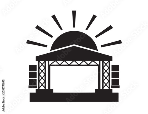 Outdoor concert stage vector icon, music festival event symbol, live performance venue graphic, entertainment industry illustration