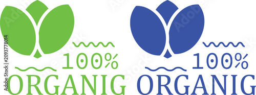 Schilderij op canvas Set of Green Eco-Friendly Vegan Plant Based and 100 Percent Organic Natural