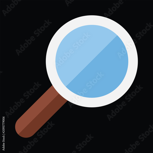 Magnifying glass search tool flat vector icon with magnifying, research