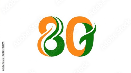80 years of independence day of india celebrations with orange white and green numbers