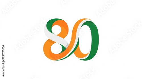 Celebrating 80 years of independence day of india commemorative logo with tricolor design