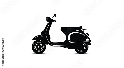 Motor Scooter Silhouette Against White Background Minimalist Design