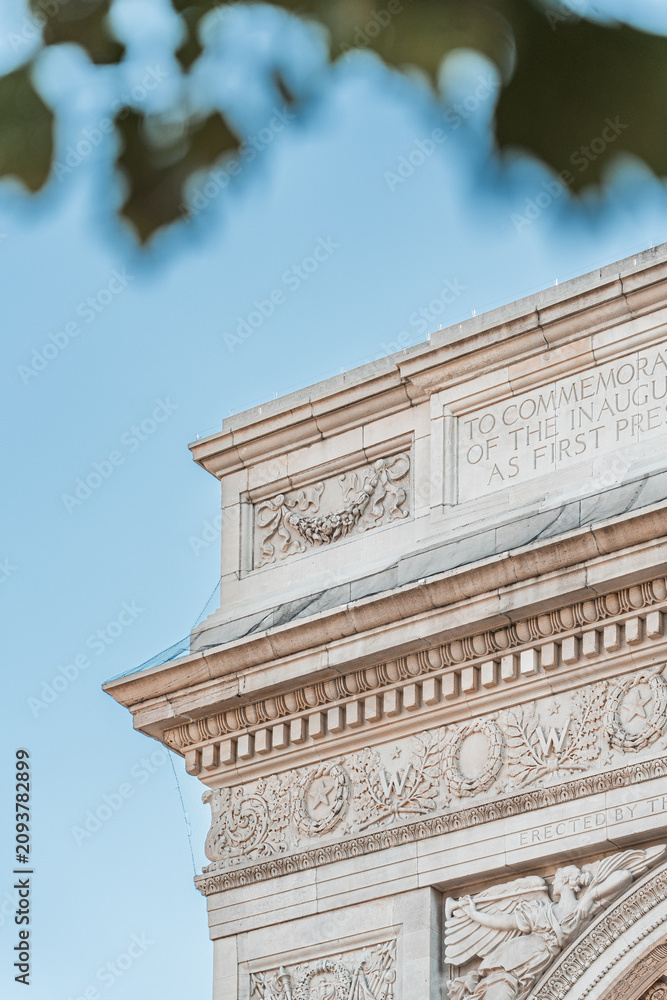 Obraz premium Up Close detail of the Washington Square Park Arch Gate in Manhattan, New York City.