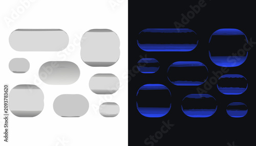 Collection of round glossy button shapes with metallic gradients for modern user interface