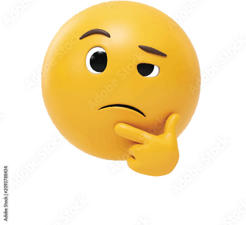 thinking face emoji 3d illustration isolated on white background