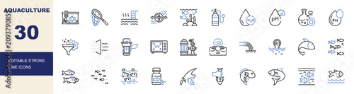 Cuadro en lienzo Aquaculture icon set