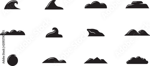 Photos snow drift pattern icon set silhouette Vector illustration