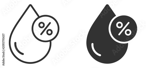 Obraz na płótnie Outline humidity icons collection featuring water droplet, percentage, relative