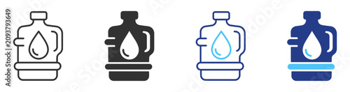 Принти на полотні Water gallon icon set with water container, dispenser, drinking water, hydration