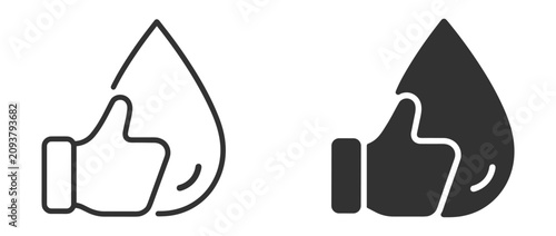 Fotografía Outline water quality approval icons collection featuring water droplet, thumbs
