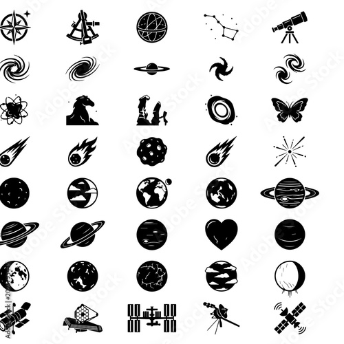 Tableau sur toile Astronomy and space science icon set for scientific research with astronomy