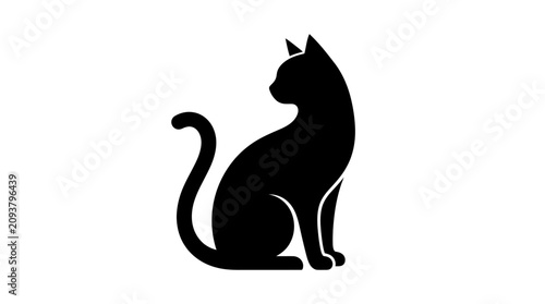 Obraz na plátně A Silhouette of Black cat silhouette, feline icon, animal shape, pet symbol isol