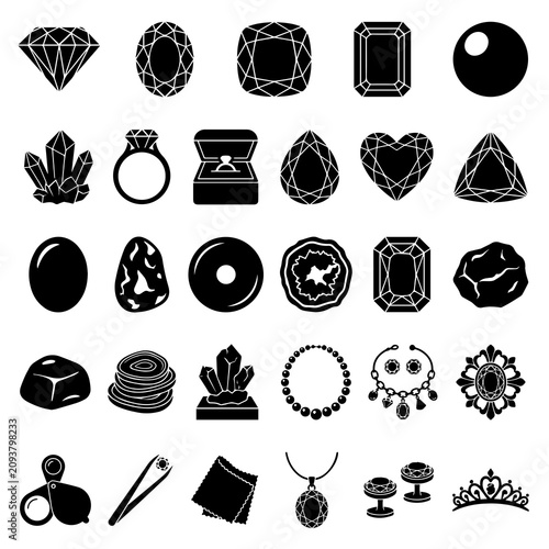 Jewelry gemstones and precious stone icon collection gemstone precious