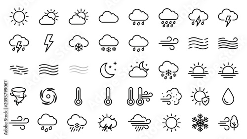 Meteorology and Climate Clipart Pack with Weather Forecast Icons