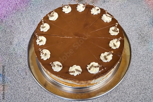 Hausgemachte Schokotorte mit Stäbchen