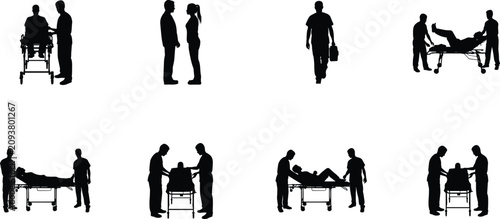 Foto Medical Staff Silhouettes Assisting Patients On Stretcher healthcare illustratio