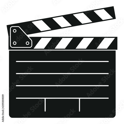 Black and white film clapperboard with horizontal lines on the base