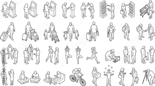 Isometric People Vector Collection with Everyday Activities for Architecture Urban Planning and Design Projects