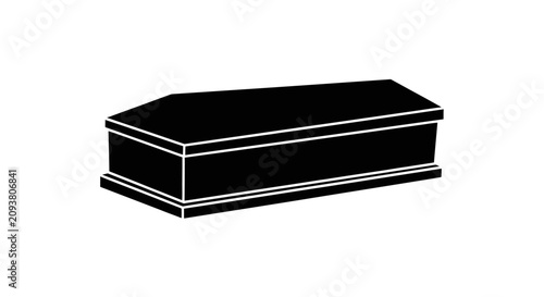 Konstfotografi Black coffin silhouette vector, funeral casket icon on white background, burial