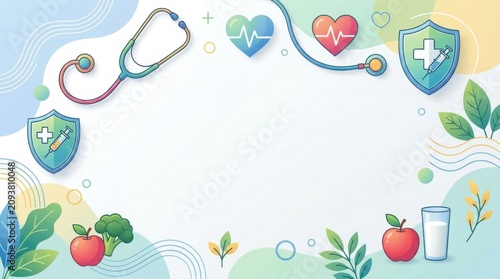 Medical healthcare icons and healthy lifestyle doodle illustration