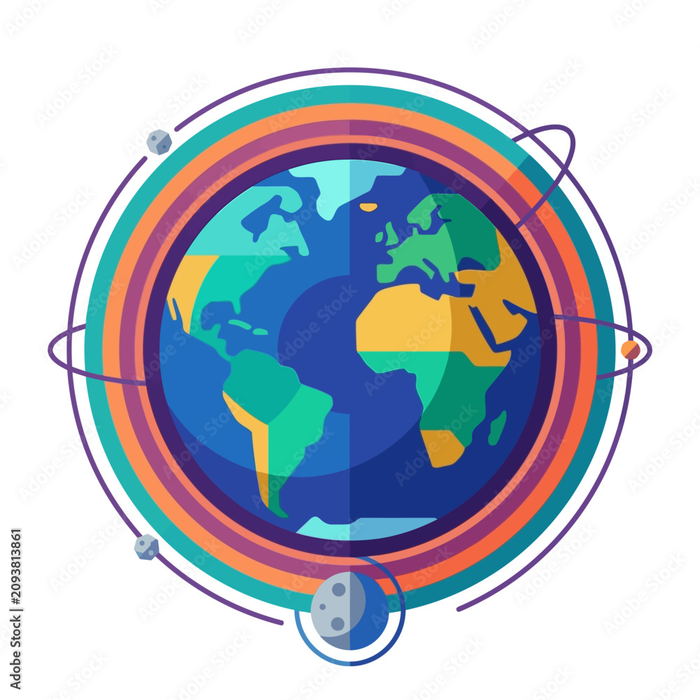 Naklejka premium Vibrant illustration of the Earth globe.