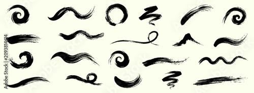 Foto Abstract Chinese brush strokes with ink swirl, calligraphy curve, paint swoosh,
