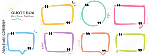 Принти на полотні Colorful Quote Text Box and Speech Frame Set with Hand Drawn Marker Strokes, Quo