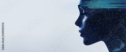 Digital portrait of a serene face