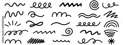 Canvastavla Bold abstract doodle squiggles with wavy lines, playful spirals, curvy stripes a