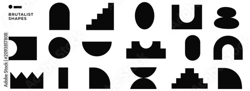 Φωτογραφία Abstract brutalist geometric shape set with minimalist primitive silhouettes, bo