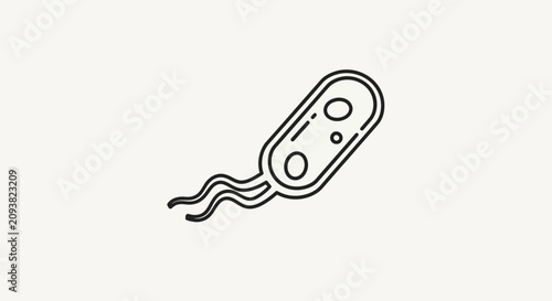 Schilderij op canvas Simple Line Icon of a Bacterium with Flagella