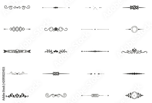 Vintage Hand Drawn Ornamental Dividers and Decorative Line Breaks Set for Text Layout