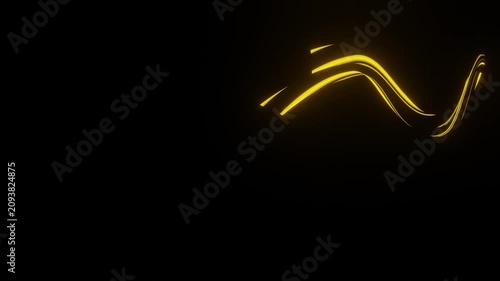 Gold speed light trails swoosh curl animation black background