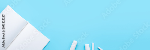 Extra wide school banner with white chalk on blue background