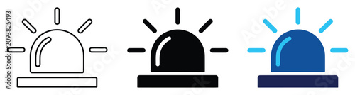 Photography Emergency Alert System Icon, Flashing Warning Light for Urgent Notifications, Sa