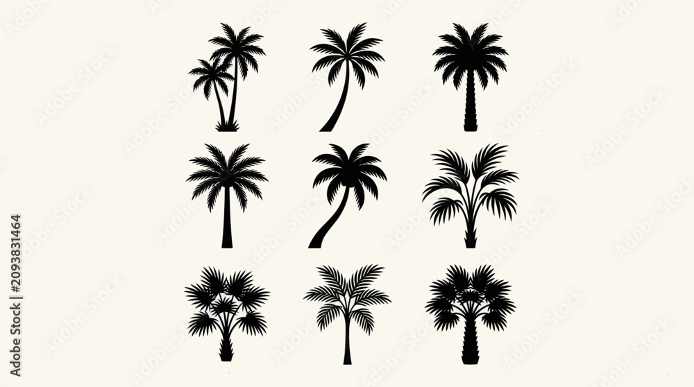 Obraz premium Collection of palm tree silhouettes