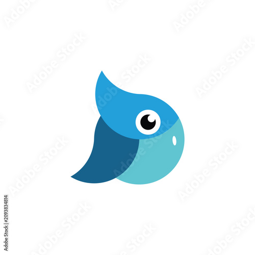 Cute blue bird logo illustration.