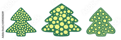 Set of vector illustrations of Christmas trees. Winter Christmas decorative element. Основные RGB