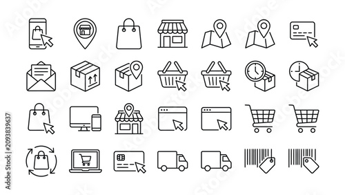 Obraz na plátně Set of e-commerce line icons