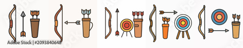 Canvas-taulu set of complete archery equipment vector