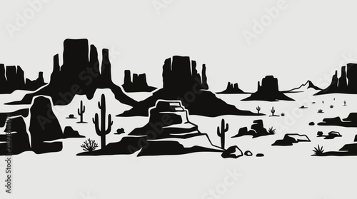 Konstfotografi Desert landscape silhouette with rock formations