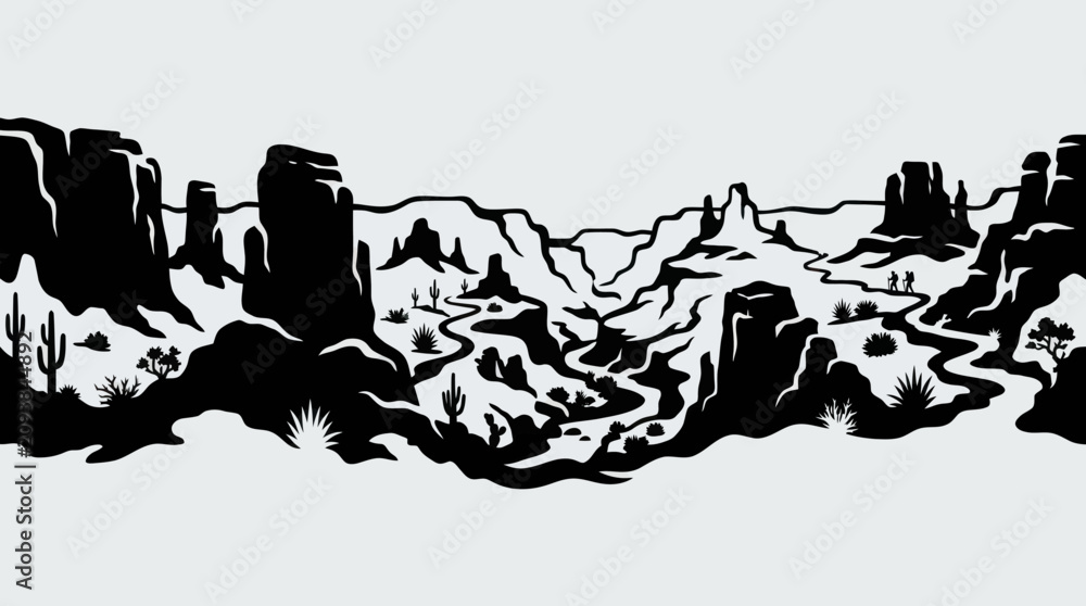 Obraz premium Desert landscape with rock formations and winding path