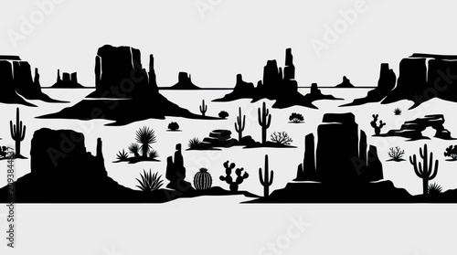 Photos Desert landscape with rock formations and cacti