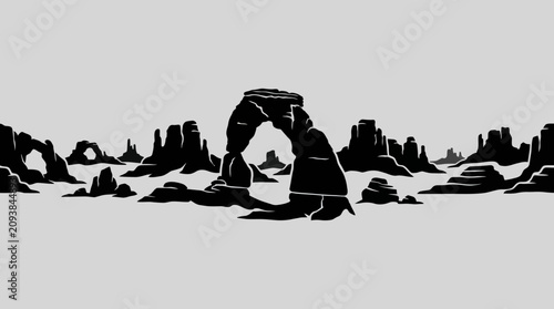Tableau sur toile Desert landscape with rock formations