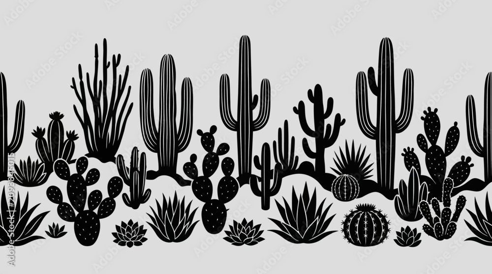 Obraz premium Desert plant border silhouette