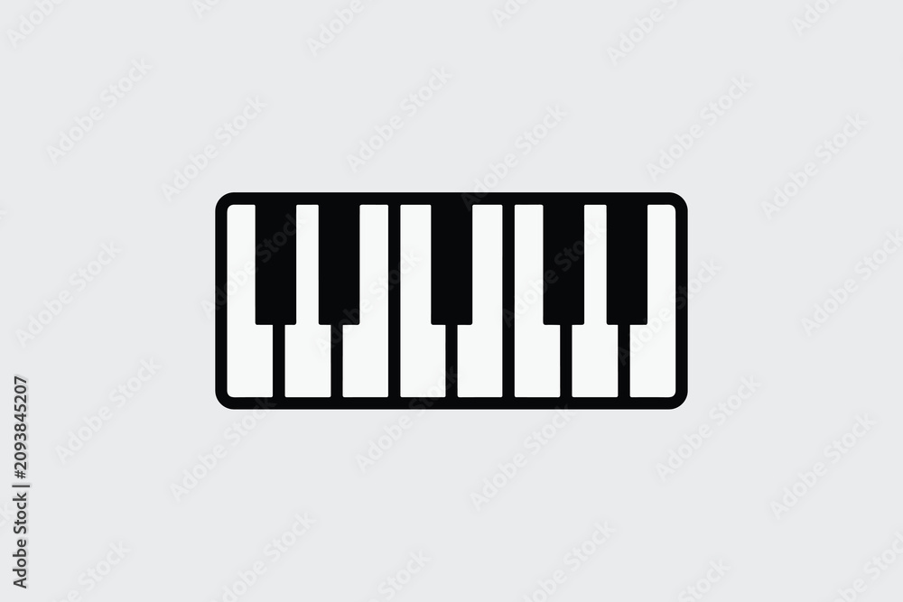 Fototapeta premium Piano keyboard icon, musical instrument symbol, flat vector illustration for music apps and design