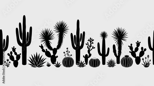 Desert plant silhouette border