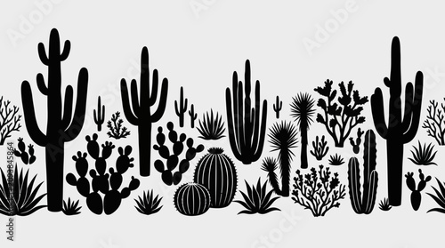Cuadro en lienzo Desert plant silhouettes