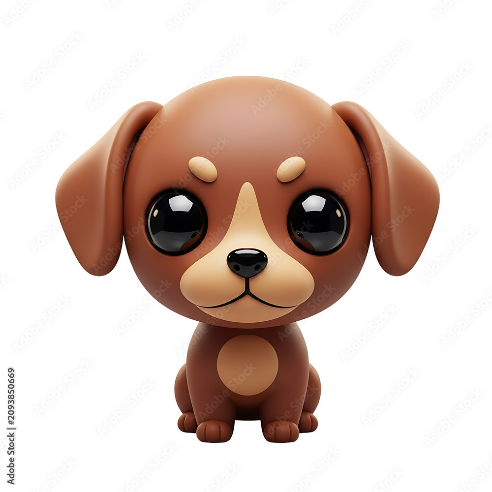 Fototapeta premium Cute Cartoon Dachshund Puppy with Big Eyes Adorable Pet Character Isolated