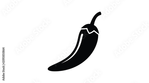 Cuadro en lienzo Black Chili Pepper Silhouette On White Background